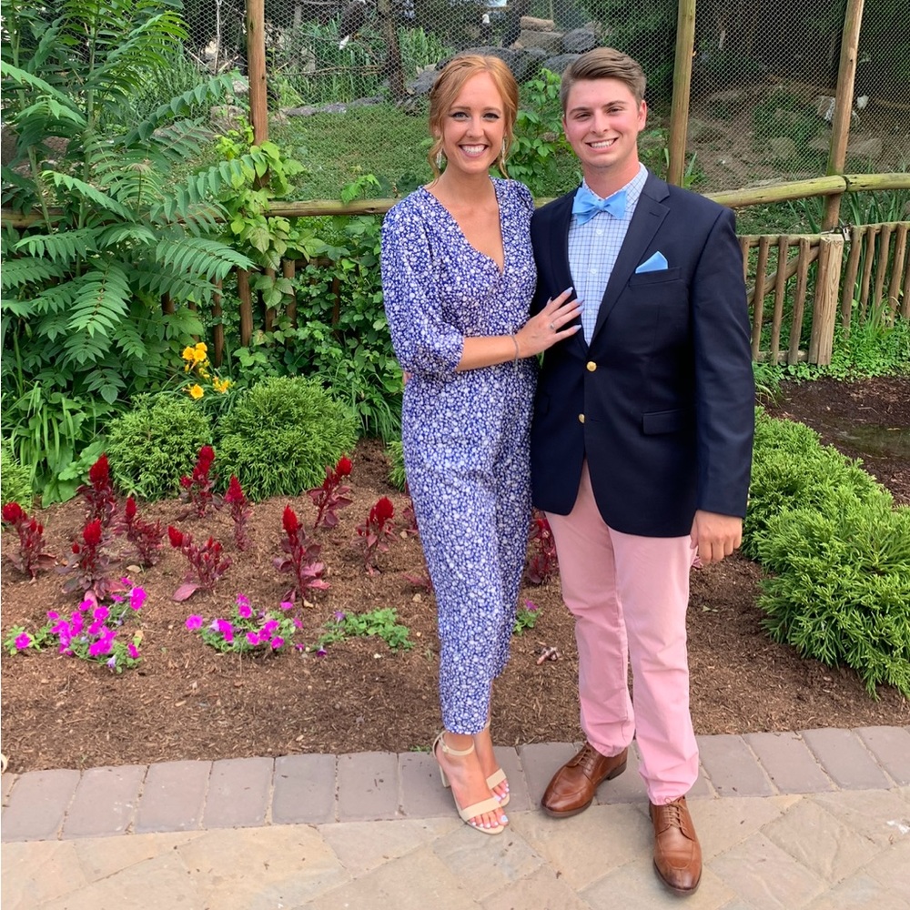 VICI blue and white floral jumpsuit
